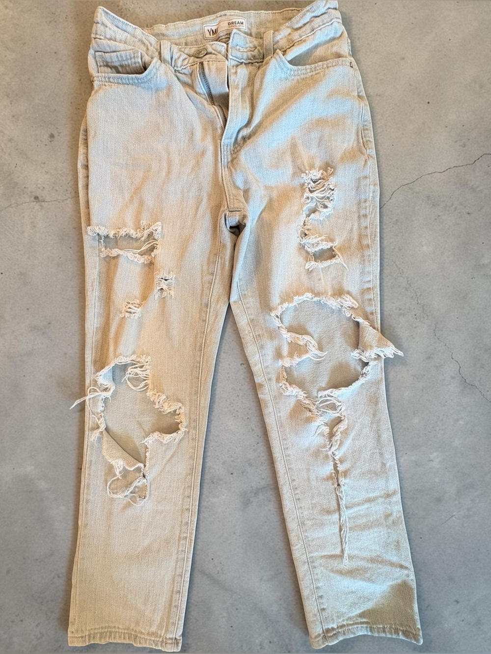 YMI Ripped Light Blue Denim Jeans. Womens size 29.